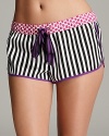 For nights when solids won't do, there's Juicy Couture's luxe striped boxers with a polka-dot waistband and contrast trim.