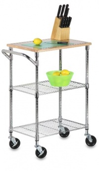 Honey-Can-Do Kitchen Cart with Wheels and Cutting Board