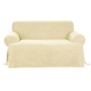 Sure Fit Soft Suede 1-Piece T-Cushion Loveseat Slipcover, Cream