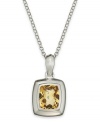 A touch of sunshine. This pretty pendant features a chic cushion shape that highlights a citrine stone (5 ct. t.w.) bezel set in sterling silver with a matching chain. Approximate length: 18 inches. Approximate drop: 1/2 inch.