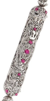 Olivia Riegel Silver 5 Mezuzah With Amethyst Swarovski Crystals