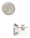 A luxurious statement, these silver-plated Michael Kors stud earrings work a sculptural glamour, detailed with pave crystals.