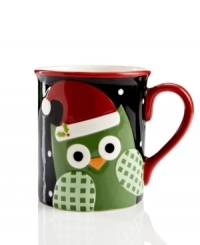 Add a new feathered friend to your holiday tradition with Christmas Cut-Outs Owl mugs. A cute face pops out of fun snowy scenes embossed on family-friendly earthenware.