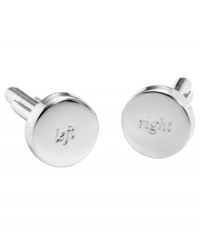 Stamped with left and right, the silver-plated Silver Street cufflinks accessorize your look with the impeccable style of kate spade new york. A charming gift for him or her!