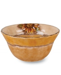 Hand-painted blossoms and an organic shape rooted in traditional Italian pottery give Tuscan Sunflower soup bowls a decidedly rustic charm. Use for cereal, risotto and stew, too!