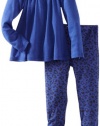 Splendid Littles Girls 2-6X Toddler Leopard Active Set, Bluejay, 3T