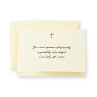 Crane & Co. Hand Engraved Gold Cross Ecruwhite Sympathy Acknowledgements Notes (CN1196A)