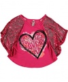 Beautees Love & Hope Cape Top (Sizes 7 - 16) - fuchsia, 12 - 14