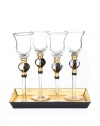 Artland Set of 4 Radiance Cordial Cups with Tray and Gift Box