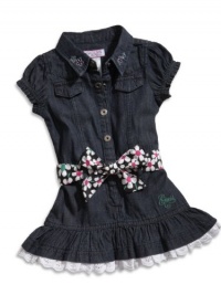 GUESS Kids Girls Baby Girl Denim Dress with Bloomers Set , DARK STONE WASH (12M)