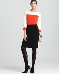 Embrace a strong silhouette as crisp color blocking emboldens a sleek kate spade new york shift dress. Elevate the look with classic heels and soar to new heights of chic.