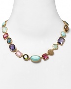 Indulge your taste for rock candy with this multi colored bib necklace from Carolee. It's gold-dipped stones are sure to add a sweet touch to every neckline.