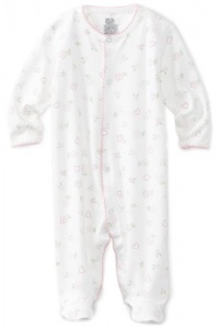 Noa Lily Baby-Girls Newborn Flower Print Footie, White, 9 Months