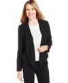 NY Collection's new blazer features crisp tuxedo-inspired details with a soft, open front fit.