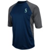 MLB Mens Seattle Mariners 3/4 Sleeve Featherweight Tech Fleece Pullover By Majestic