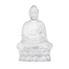 A meditating buddha figure makes a serene focal point displayed in any room. This sculptural object from Lalique is formed by hand of weighty crystal.