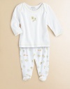 A delightful two-piece set, crafted in lush pima cotton, with cute owl print and contrast stitching.Envelope necklineLong sleevesPullover styleElastic waistbandPima cottonMachine washImported