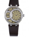 RSW Women's 6025.BS.L9.9.D1 Wonderland Round Golden Dial Diamond Brown Patent Leather Watch