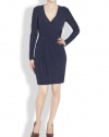 HALSTON HERITAGE Women's Long Sleeve Wrap Dress, Navy, 4