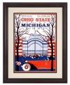 The Michigan-Ohio State rivalry goes way back, so serious Wolverines fans will appreciate this vibrant cover art from their 1925 football program. Vibrant, restored colors and a classic cherry-finished frame help get you all fired up before the big game.