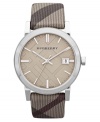 Covered in chic neutrals, this Burberry timepiece is a luxury timepiece built for everyday wear.