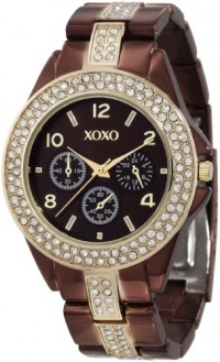 XOXO Women's XO5455 Rhinestone Accent Chocolate Brown Analog Bracelet Watch