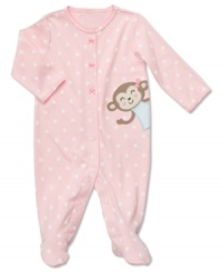 She'll stop monkeying around once in this cozy footed sleeper by Carter's.