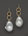 Boldly gleaming baroque freshwater pearls add rich luster to 14K yellow gold. By Nancy B.