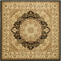 Safavieh LNH222A Lyndhurst Collection Square Area Rug, 8 by 8-Feet, Black and Ivory