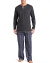 Joseph Abboud Men's Woven Pant with Henley Sleep Set