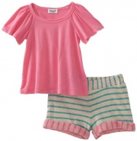 Splendid Littles Baby-girls Infant Loops Top And Short Set, Jade/Neon Pink, 3-6 Months