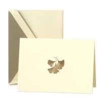 Crane & Co. Hand Engraved Ginkgo Leaf Ecruwhite Notes (RN1115A)