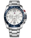 Touches of blue and red add Tommy Hilfiger's all-American style to this steel watch.