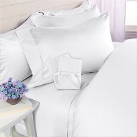 21 inches EXTRA DEEP POCKET - 1500 Thread Count Egyptian Cotton FIVE (5) Piece Bed Sheet Set, 1500TC, Queen, Solid White. Set INCLUDES MATCHING BED SKIRT