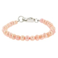 5mm Genuine Freshwater Cultured Pink Pearl Sterling Silver Beaded Infant Baby Girl Bracelet