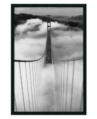 Enjoy the beauty of the Bay area wherever you are with this textured print. The Golden Gate bridge stretches north toward Marin County, cutting through the city's famous fog in classic black and white.