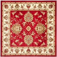 Area Rug 6x6 Square Traditional Red - Ivory Color - Safavieh Lyndhurst Rug from RugPal