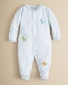 A delightful dino print footie from Kissy Kissy, crafted in the softest pima cotton for a completely cozy playtime style.