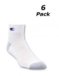 Champion Men's 6-pack Quarter Sock White Size 9-11 (Shoe Size 5-9)