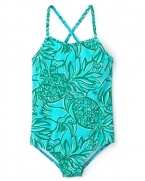 She's sure to make a splash in this tropical Lilly Pulitzer swimsuit with a perky pineapple print.