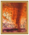 A natural for modern decor, Canyon wakes up empty walls with a flurry of color and emotion. An ivory ground with creases of black and muddied purple is overcome by a chasm of dark, fiery orange. A gold wood frame complements the artistry of Michelle Oppenheimer.