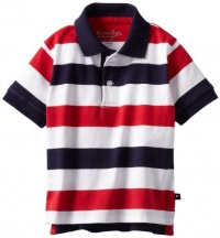 Kitestrings Boys 2-7 Toddler Jersey Striped Short Sleeve Polo, Red/Blue, 2T