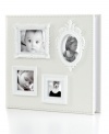 Mounted picture frames offer a sneak peek at the beautiful memories inside the faux leather Vintage photo album from Umbra.