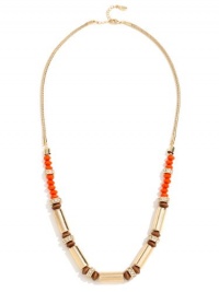 GUESS Coral-Colored and Gold-Tone Beaded Neckl, GOLD