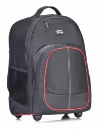 Targus TSB75001US Compact Rolling Backpack for Laptops up to 16-Inch/Macbook Pros up to 17-Inch - Black/Red