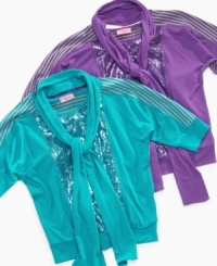 She'll warm up and add a splash of color on a dreary winter day with this shimmery sequin top from Heart Soul. (Clearance)