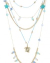 Betsey Johnson Jewels of the Sea Turtle Multi-Row Necklace, 19