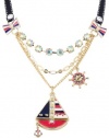 Betsey Johnson Ivy League Sailboat Multi-Charm Necklace