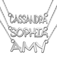 Arabella Nameplate Charm and Necklace in Sterling Silver, 1 inch