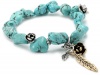 Lucky Brand Silver-Tone and Gold-Tone Flowers and Feathers Turquoise-Color Stretch Bracelet